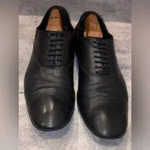 Vintage YSL Saint Laurent Black Leather Lace Up Oxford Derby Dress Shoes 8 41 IT Yves Saint Laurent Black Leather Japanese Style Lace up Shoe  main image 4
